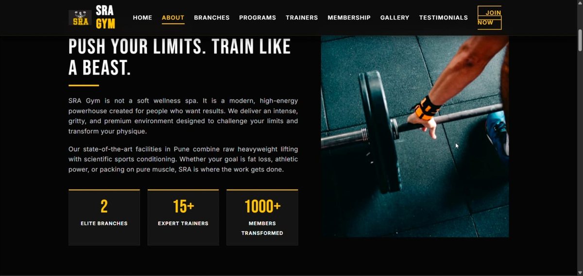 SRA Gym website about section
