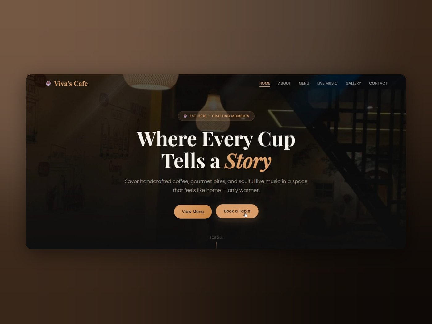Viva's Cafe website designed by Nishi's Solution